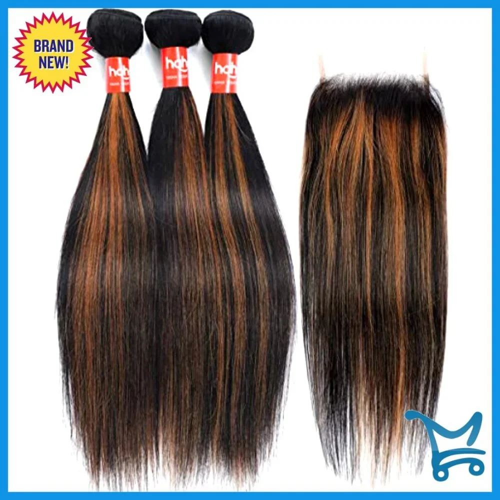 10A Remy Virgin Human Hair Extensions 3 Bundles with 4x4 Lace Closure - Picture 2 of 6